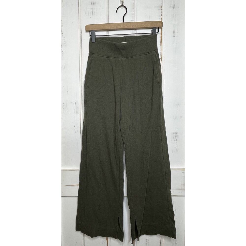 PACT 100% Organic Cotton Green Wide Leg Airplane Pant Split Hem Pockets Comfy XS